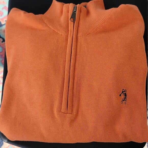 Bobby Jones Men's 1/4 Zip Pullover Orange Knit Sweater Size XL - Picture 7 of 8
